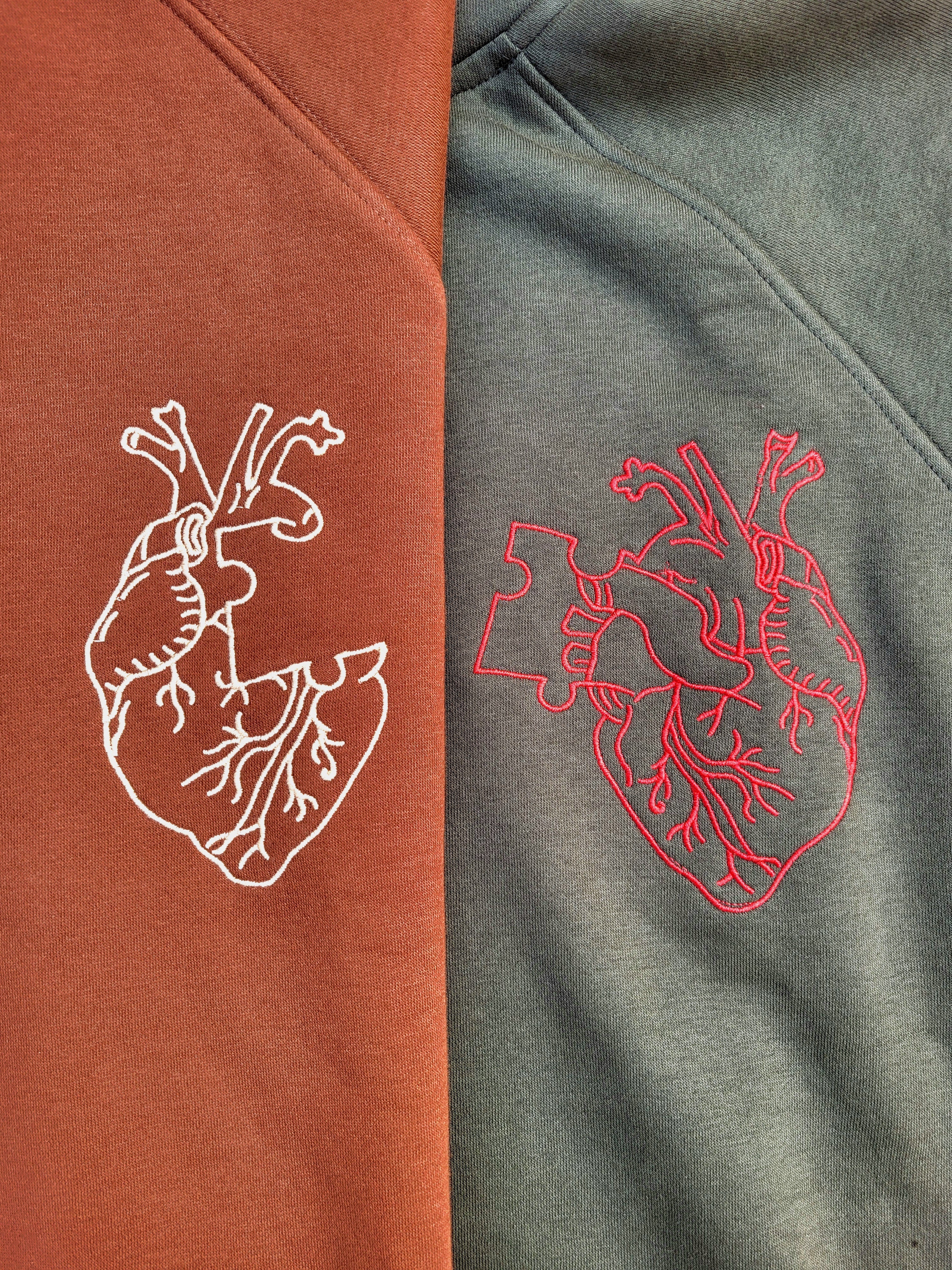 Heart Couple Embroidery Oversized Hoodie (Pack of 2)