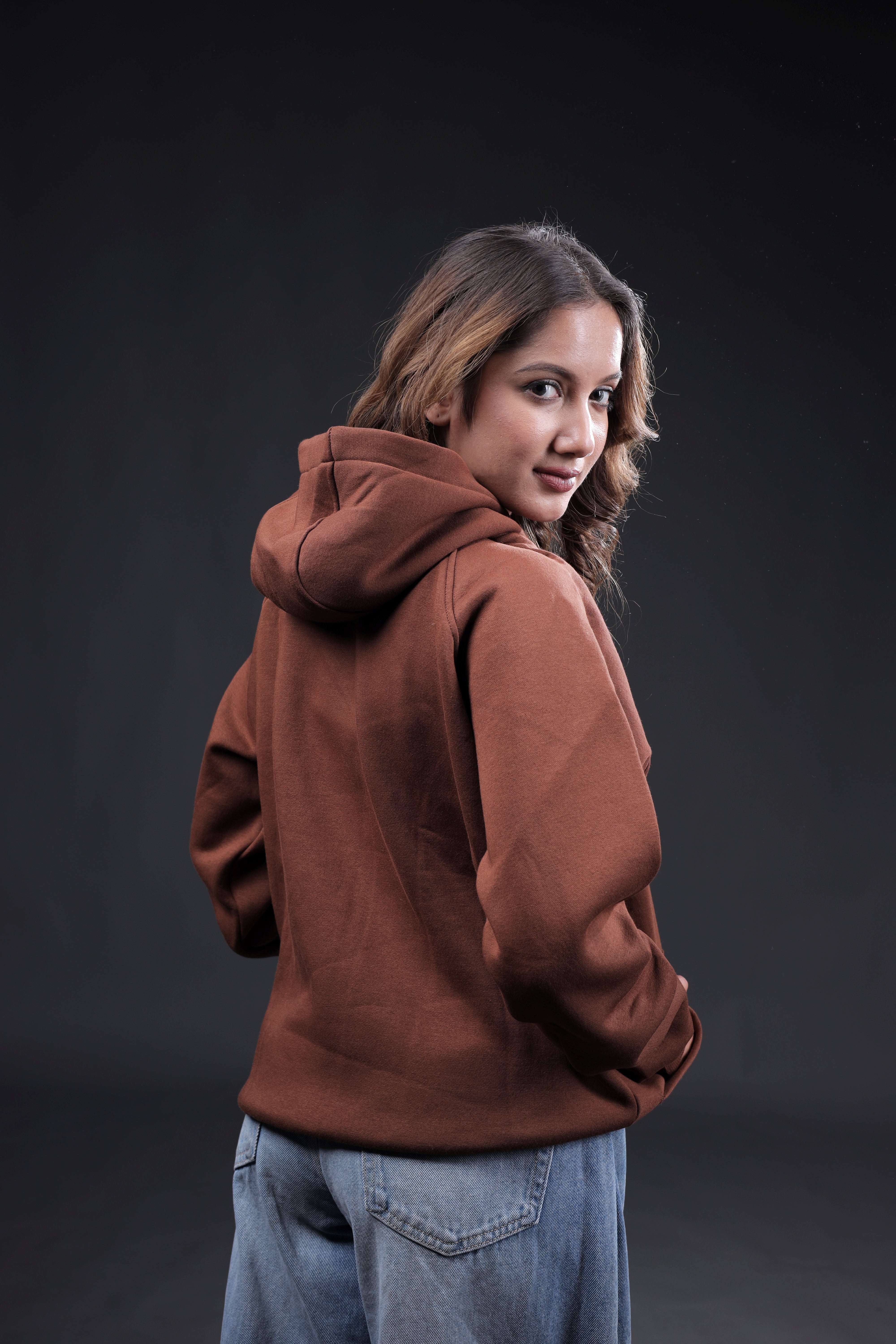 Brown Plain Oversized Hoodie