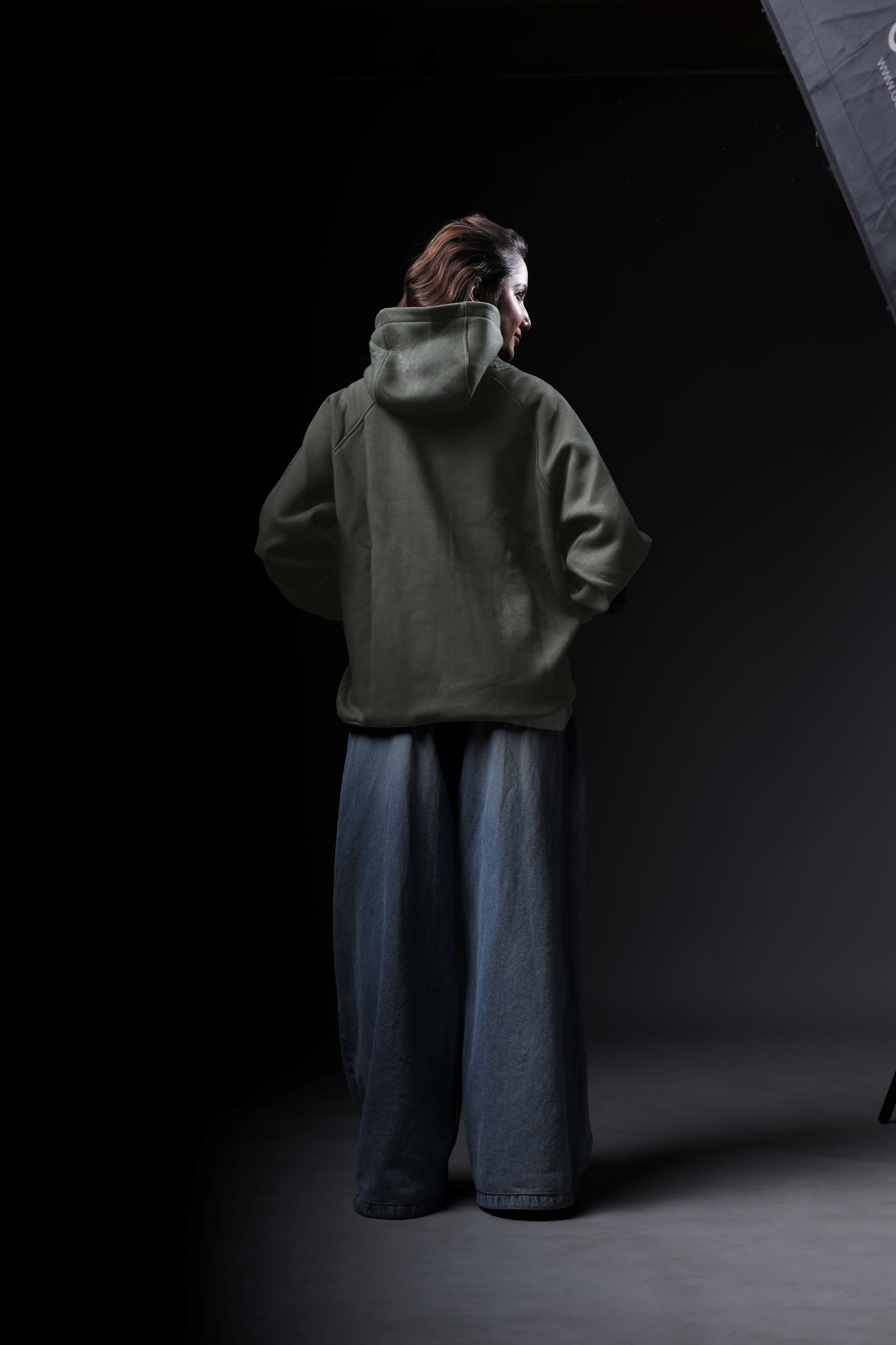 Dark Green Plain Oversized Hoodie