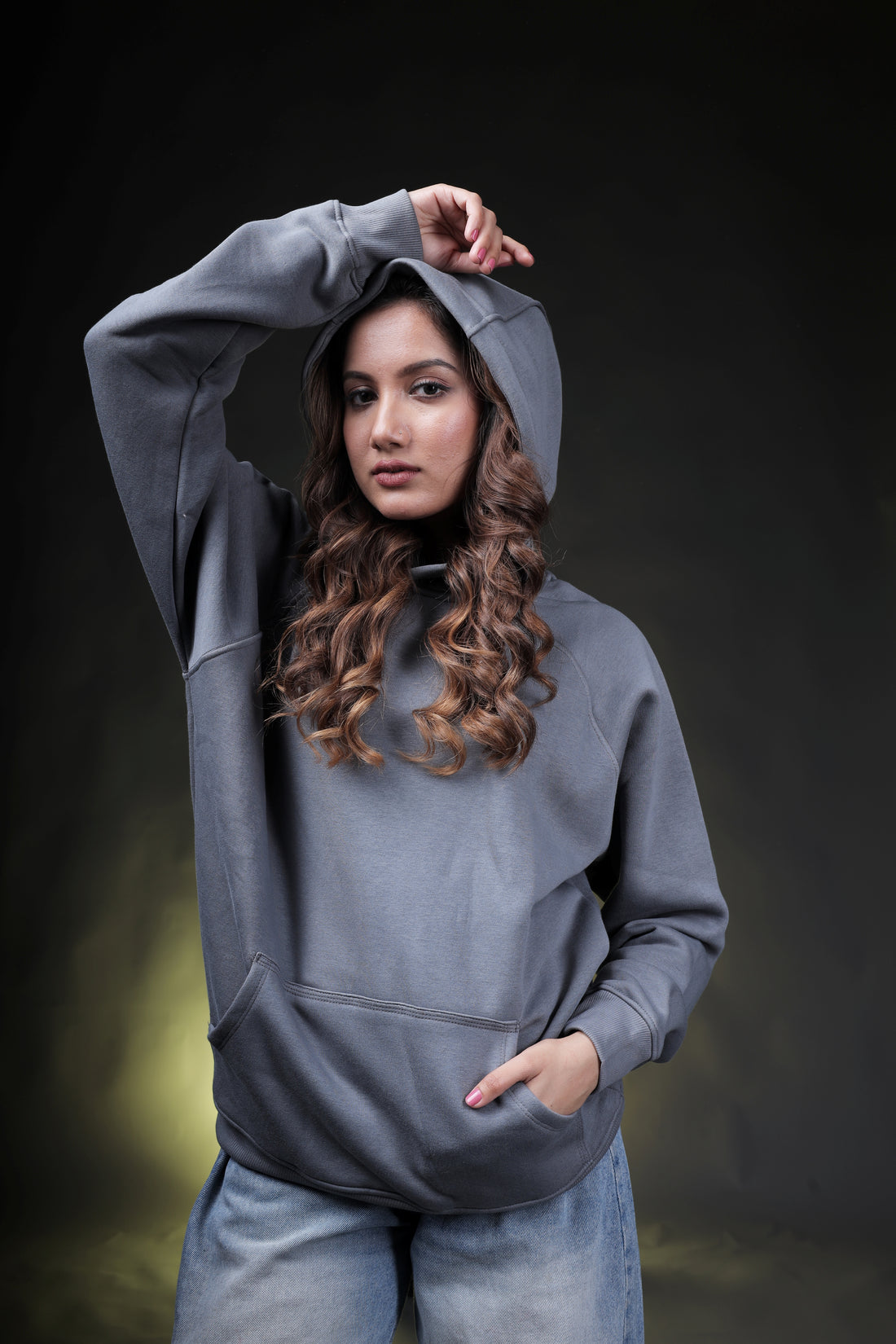 Grey Plain Oversized Hoodie