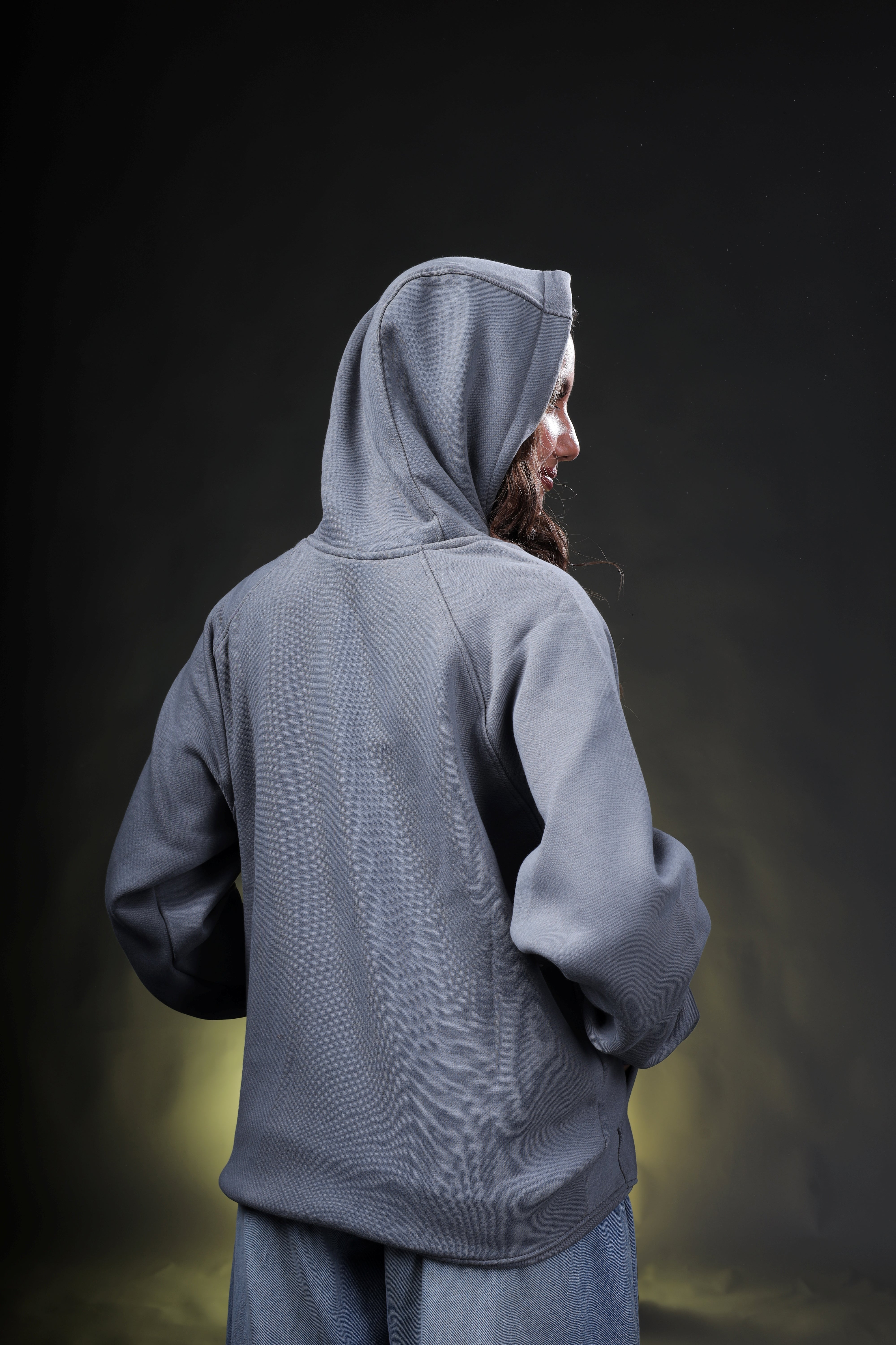 Grey Plain Oversized Hoodie