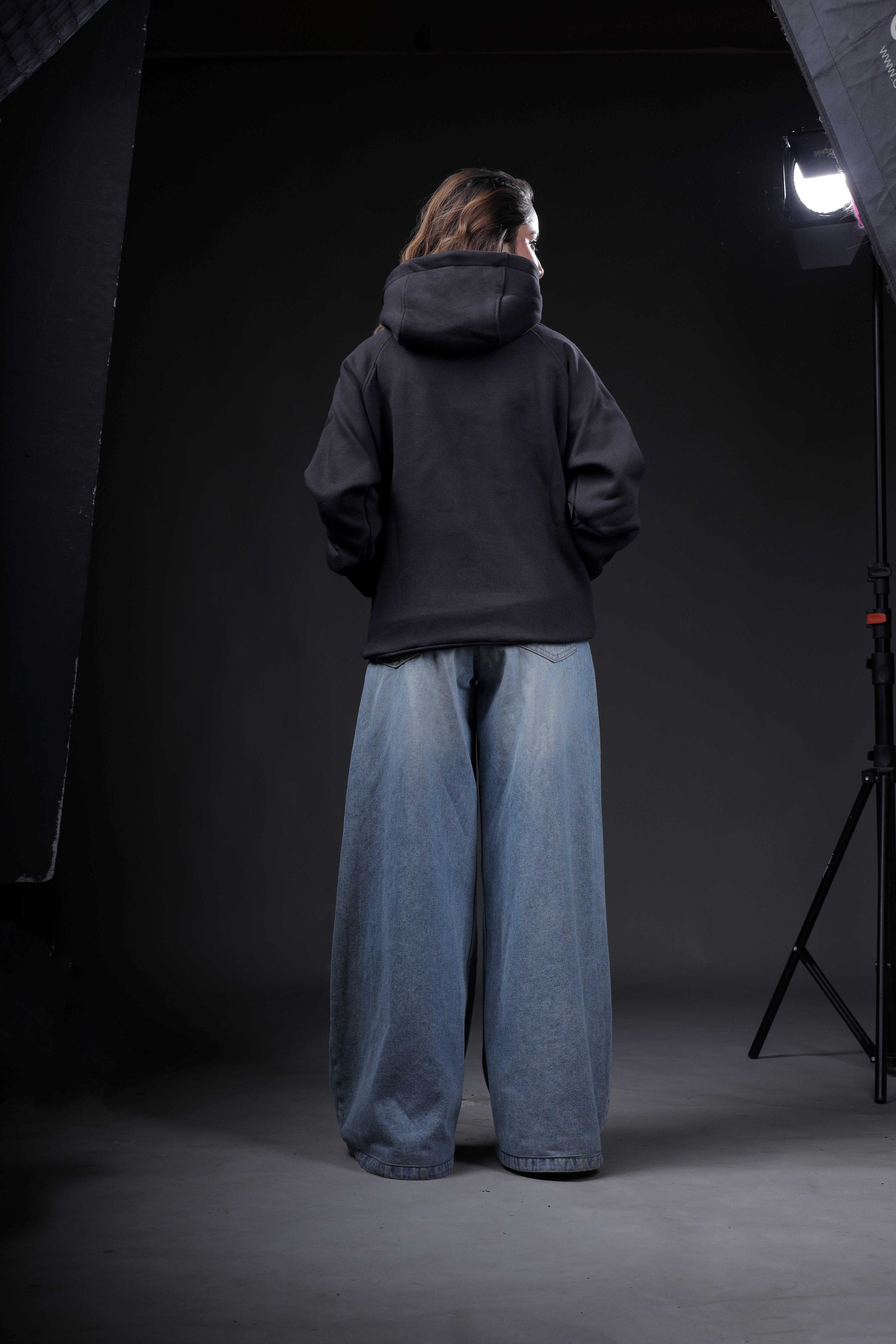 Black Plain Oversized Hoodie