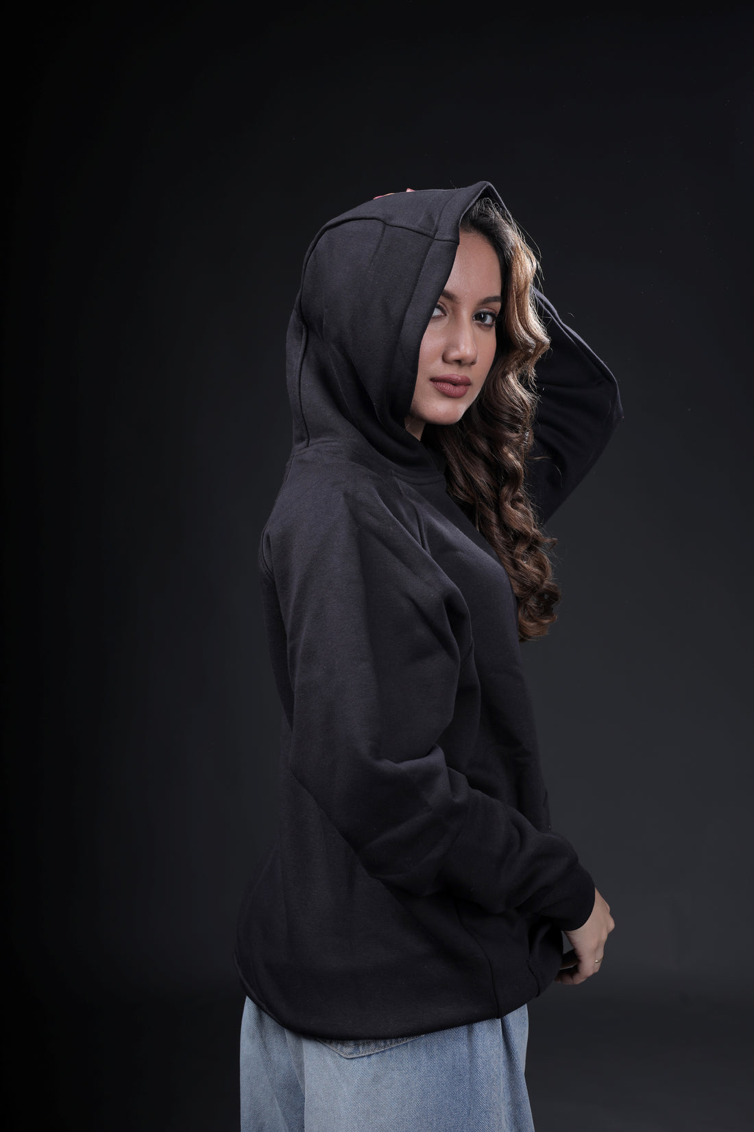 Black Plain Oversized Hoodie