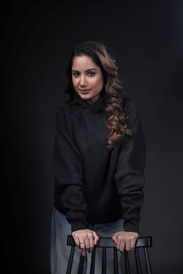 Black Plain Oversized Hoodie