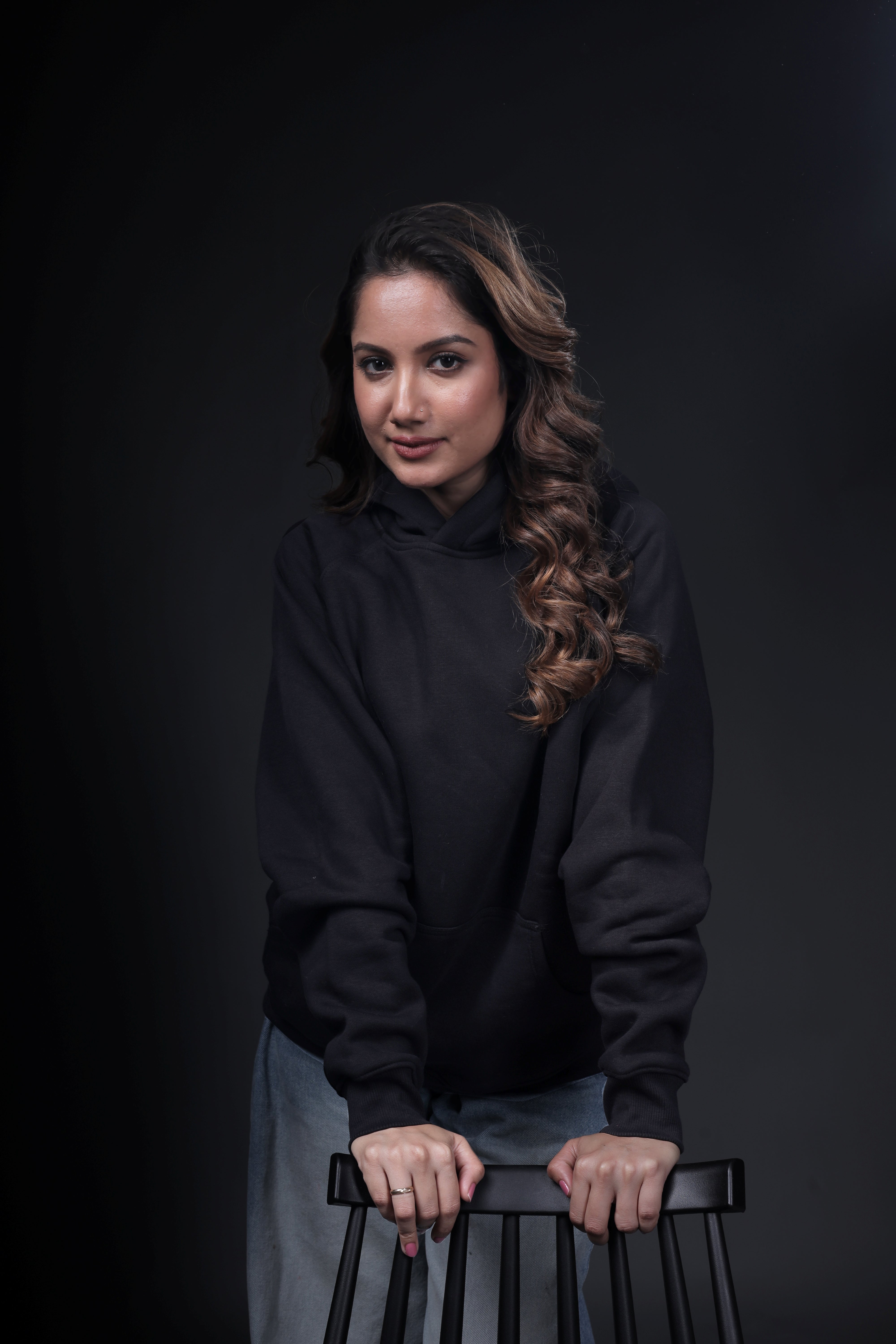 Black Plain Oversized Hoodie