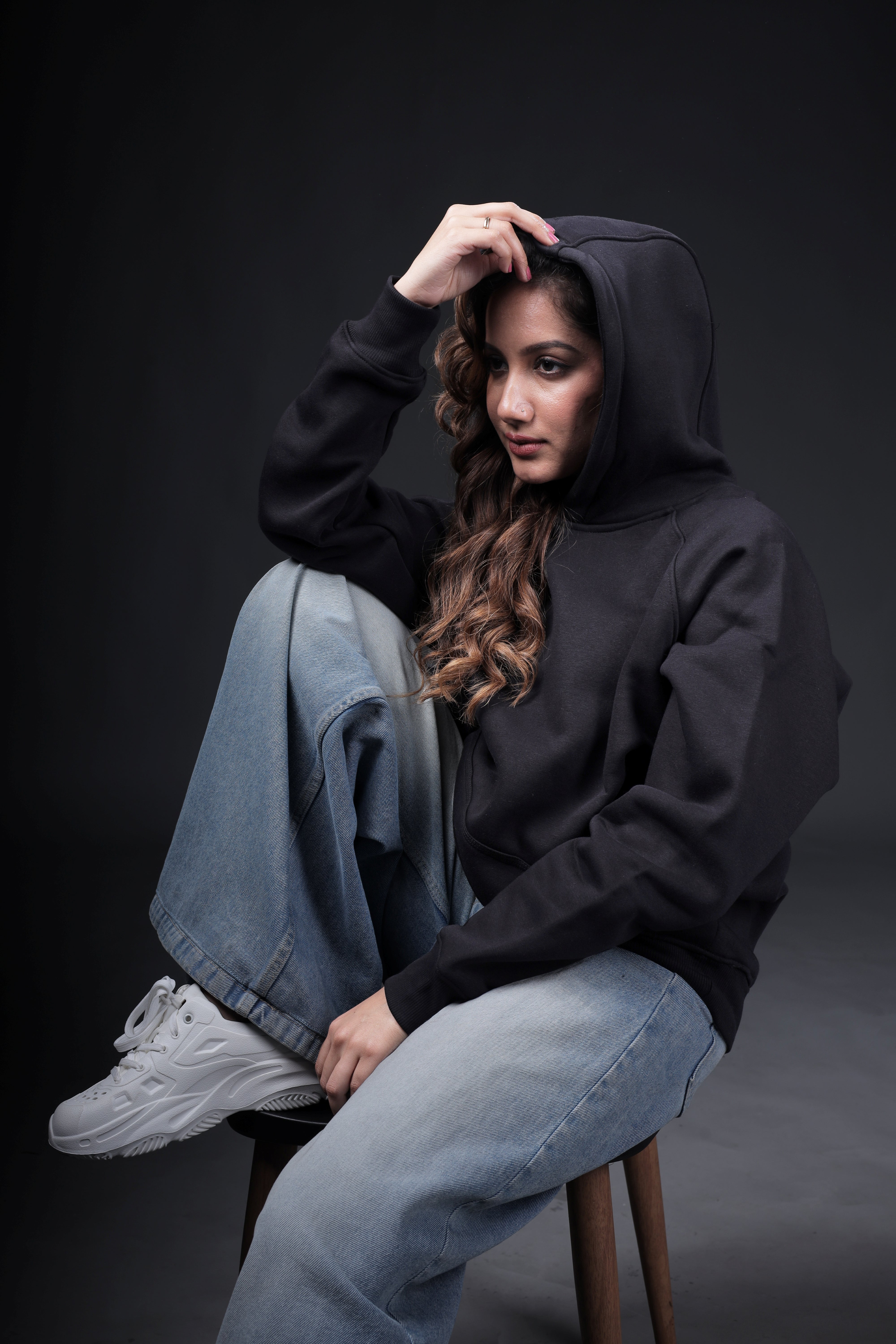 Black Plain Oversized Hoodie