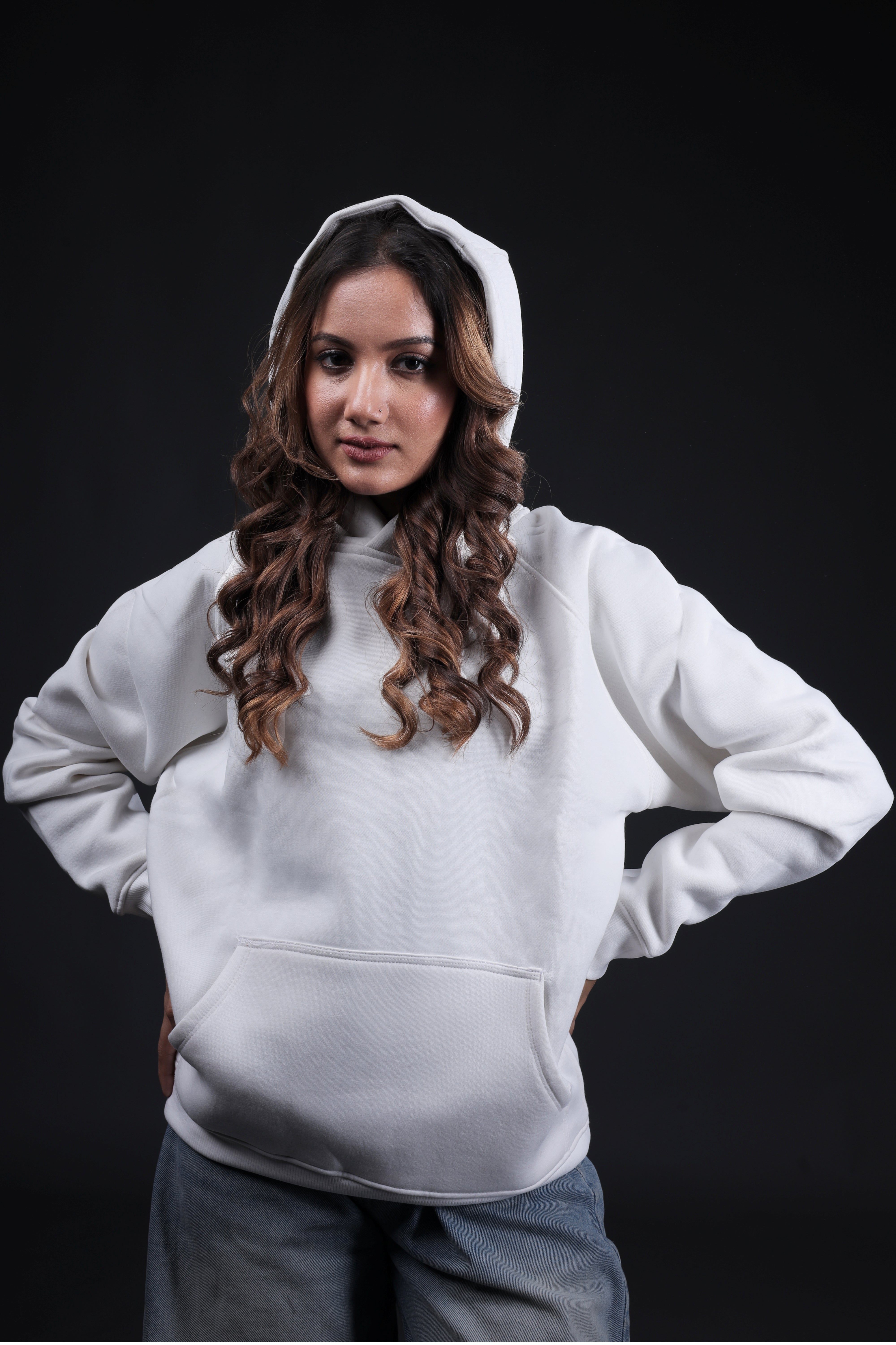 Pack of 2 - Couple Personalised Photo Outline Embroidery Oversized Hoodie