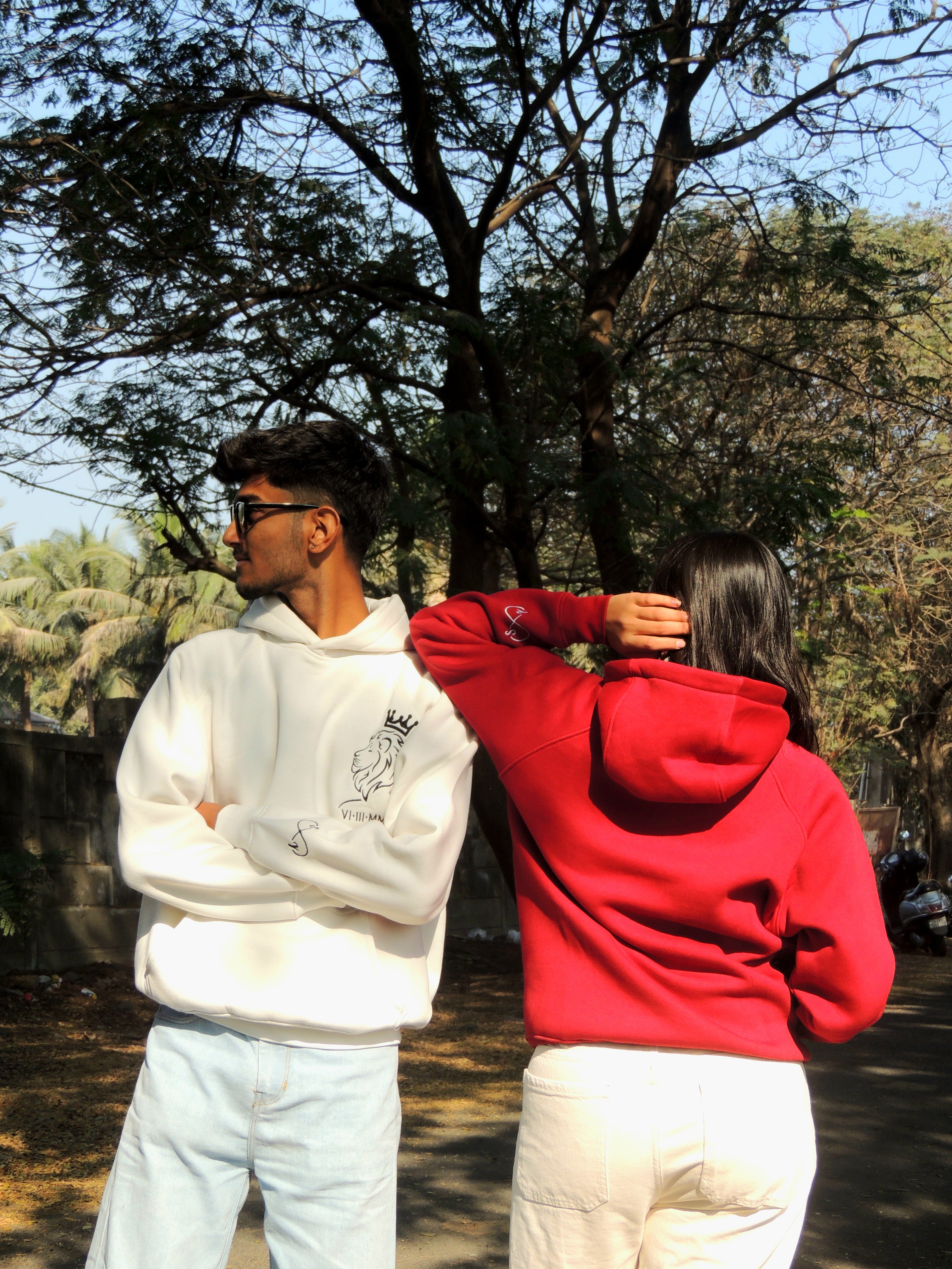 Lion and Liness Couple Embroidery Oversized Hoodie (Pack of 2)
