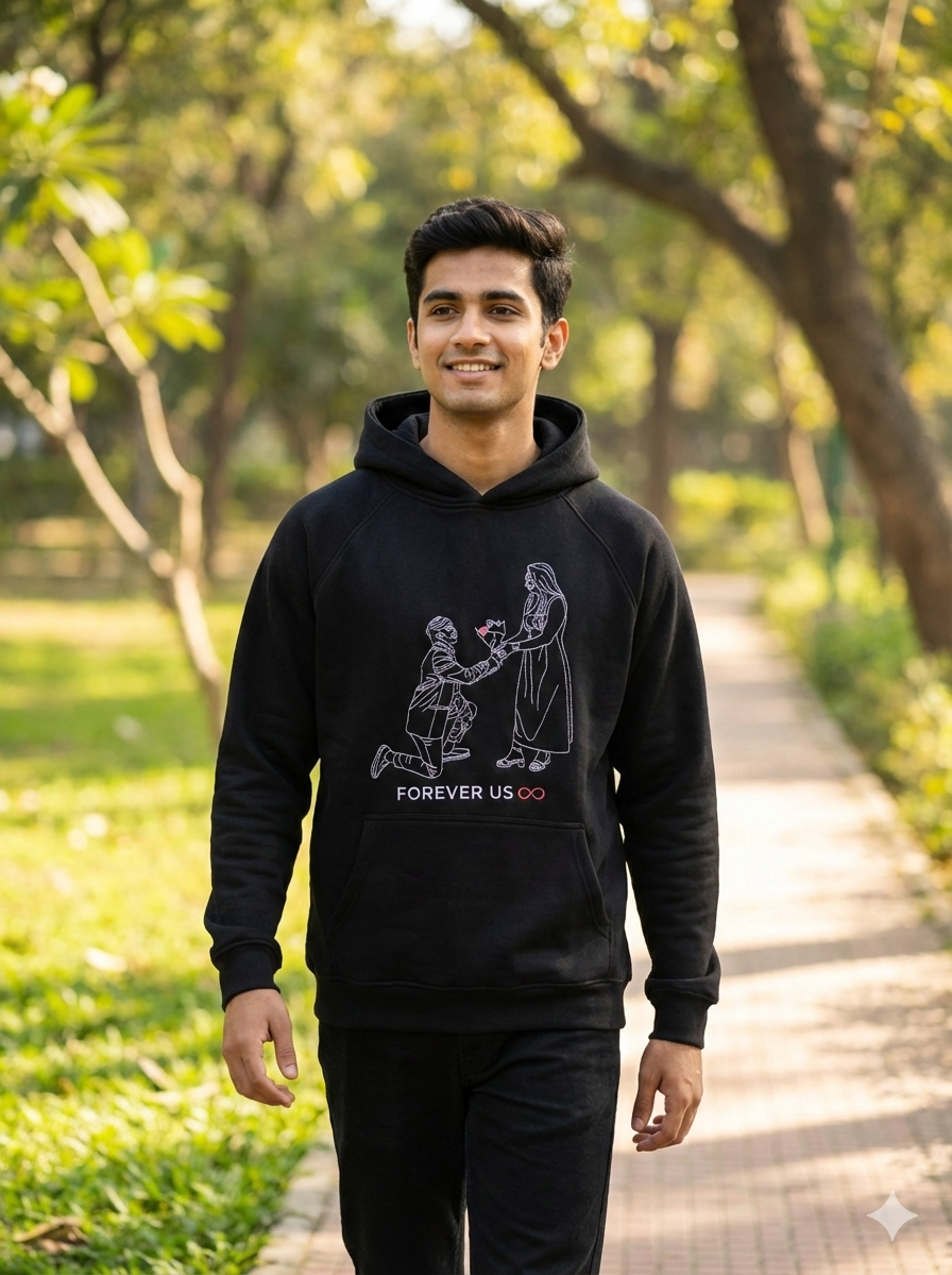 Personalised Photo Outline Embroidery Oversized Hoodie