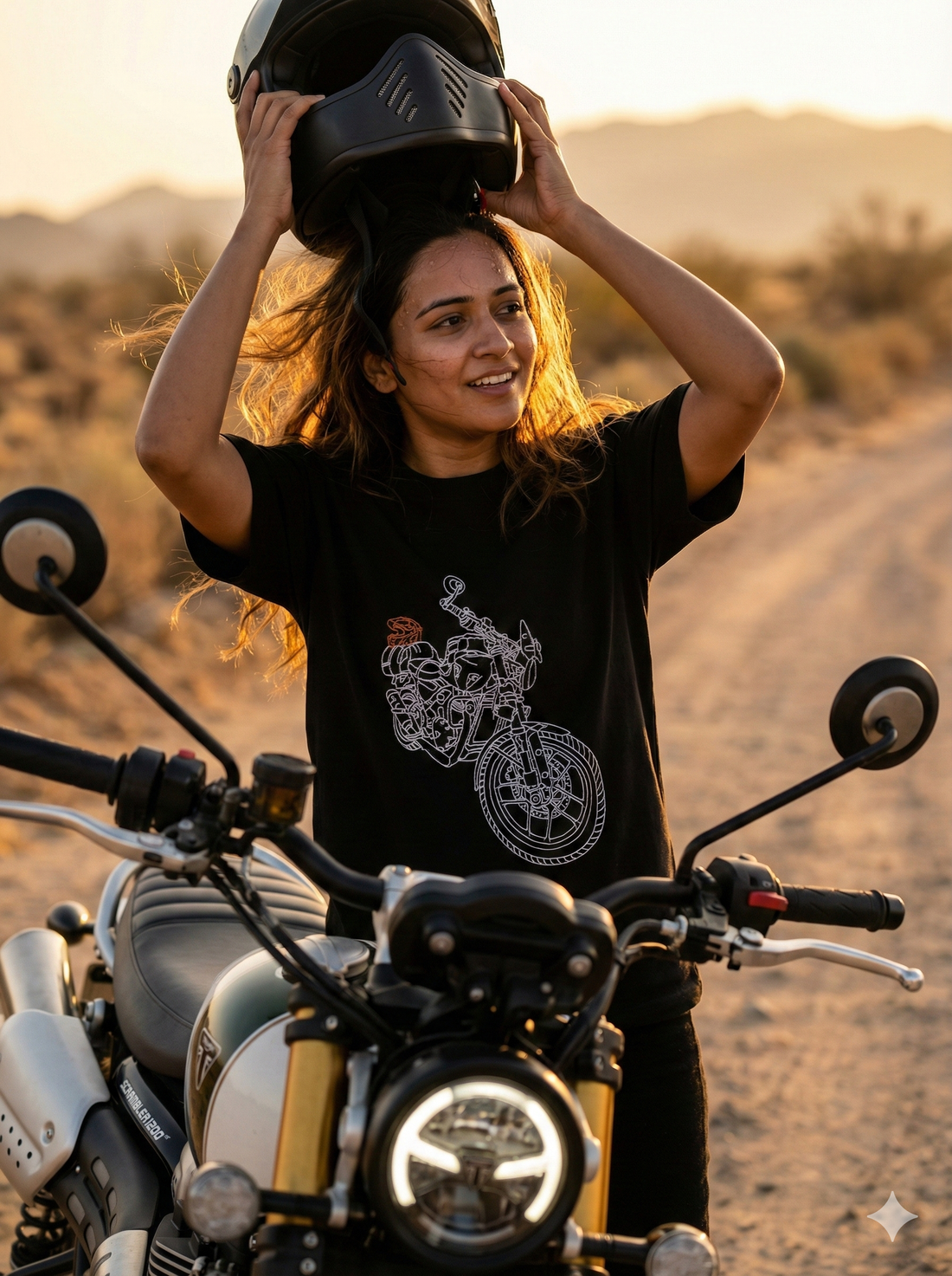 Customised Bike Outline Embroidery Oversized Tee