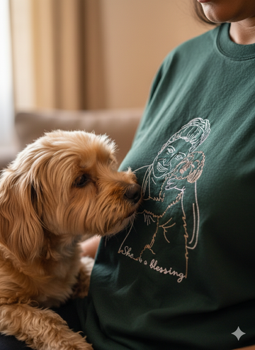 Customised Pet Outline Embroidery Oversized Tee