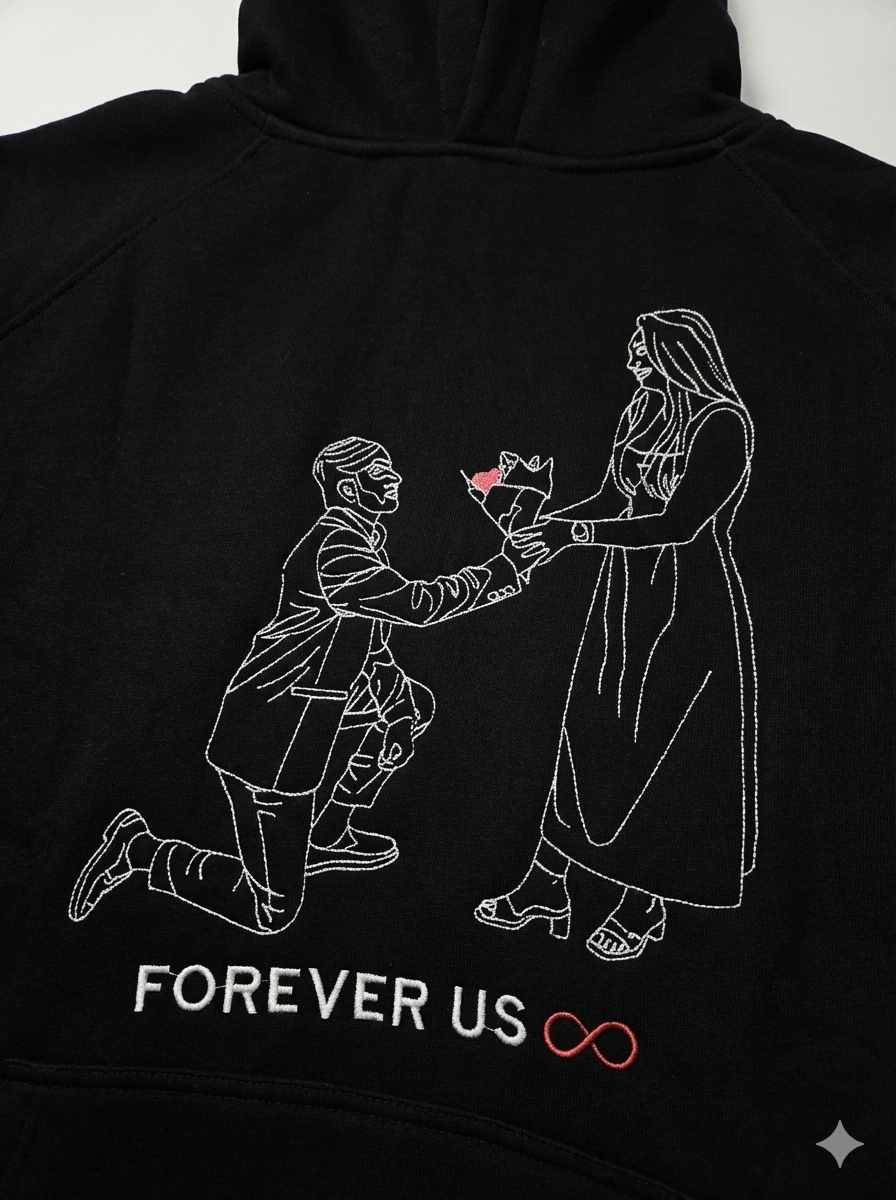 Personalised Photo Outline Embroidery Oversized Hoodie