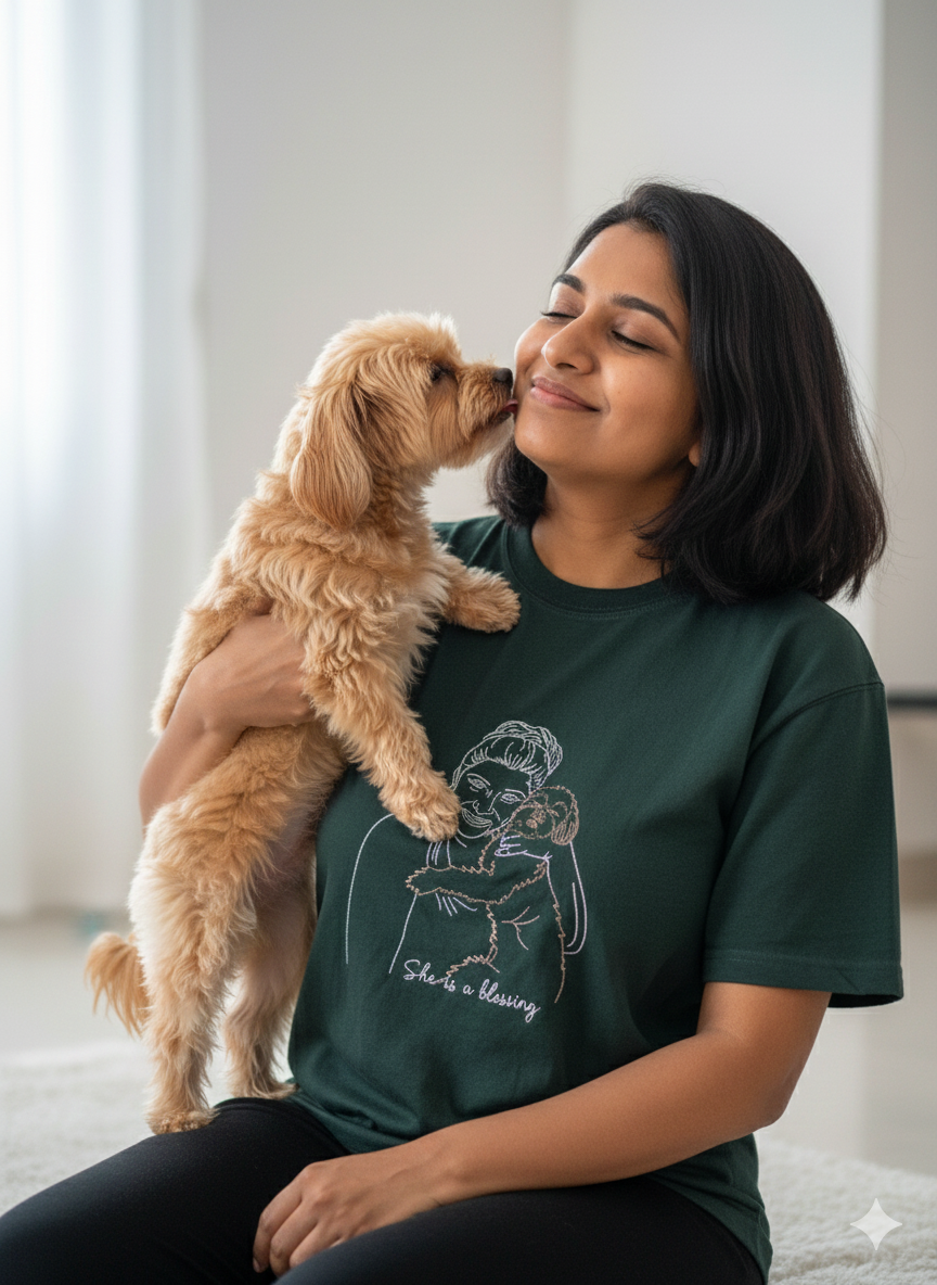 Personalised Photo Outline Embroidery Oversized Tee