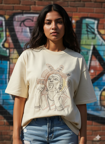 Personalised Photo Outline Embroidery Oversized Tee