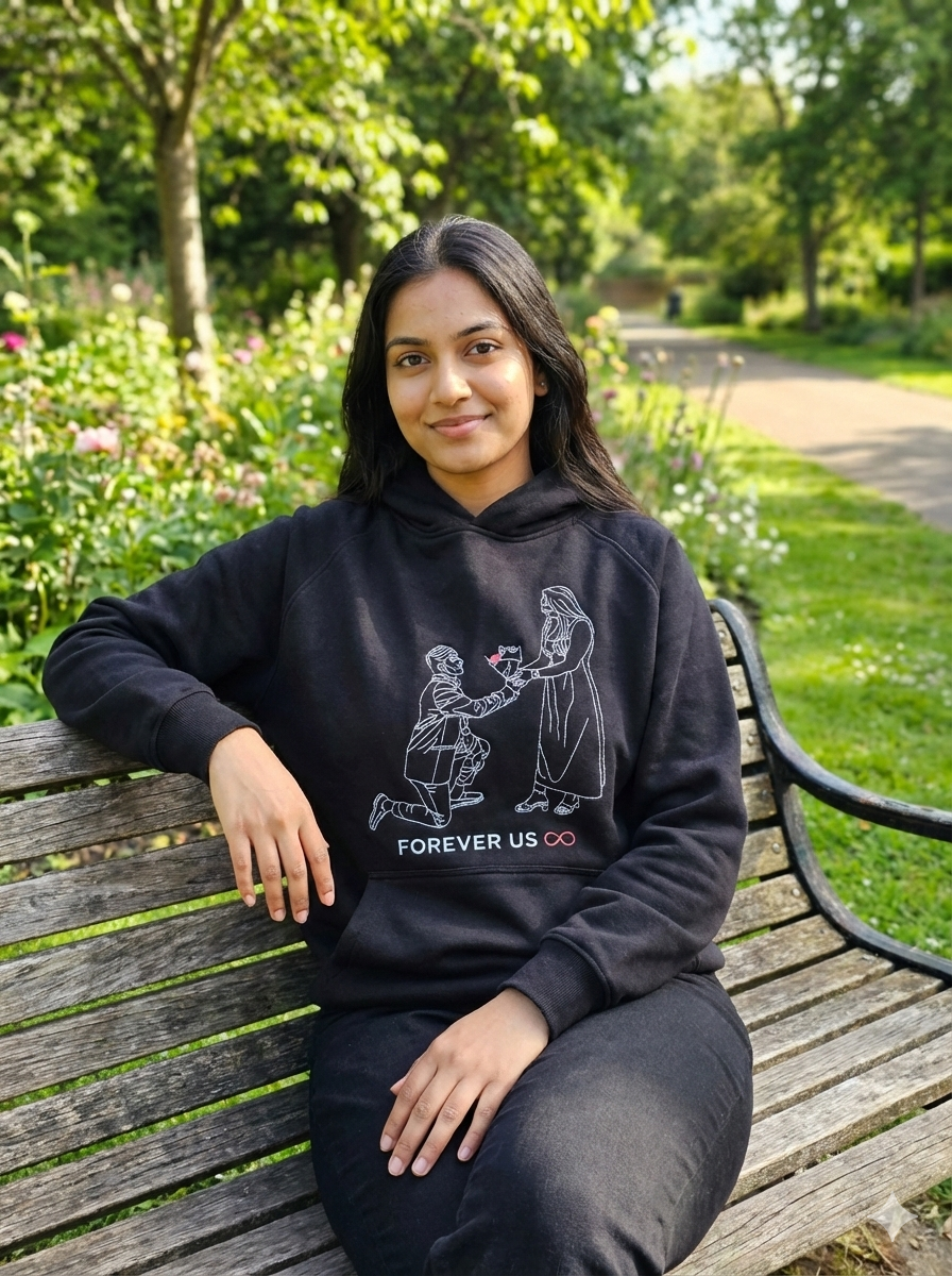 Personalised Photo Outline Embroidery Oversized Hoodie