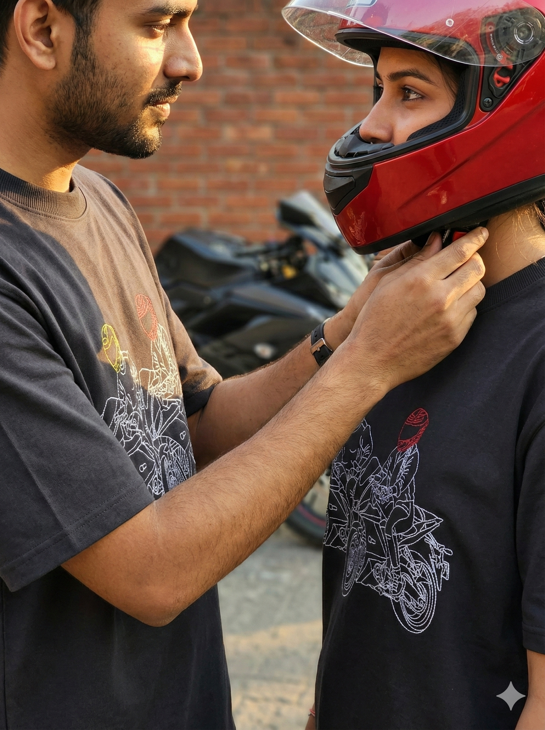 Customised Bike Outline Embroidery Oversized Tee