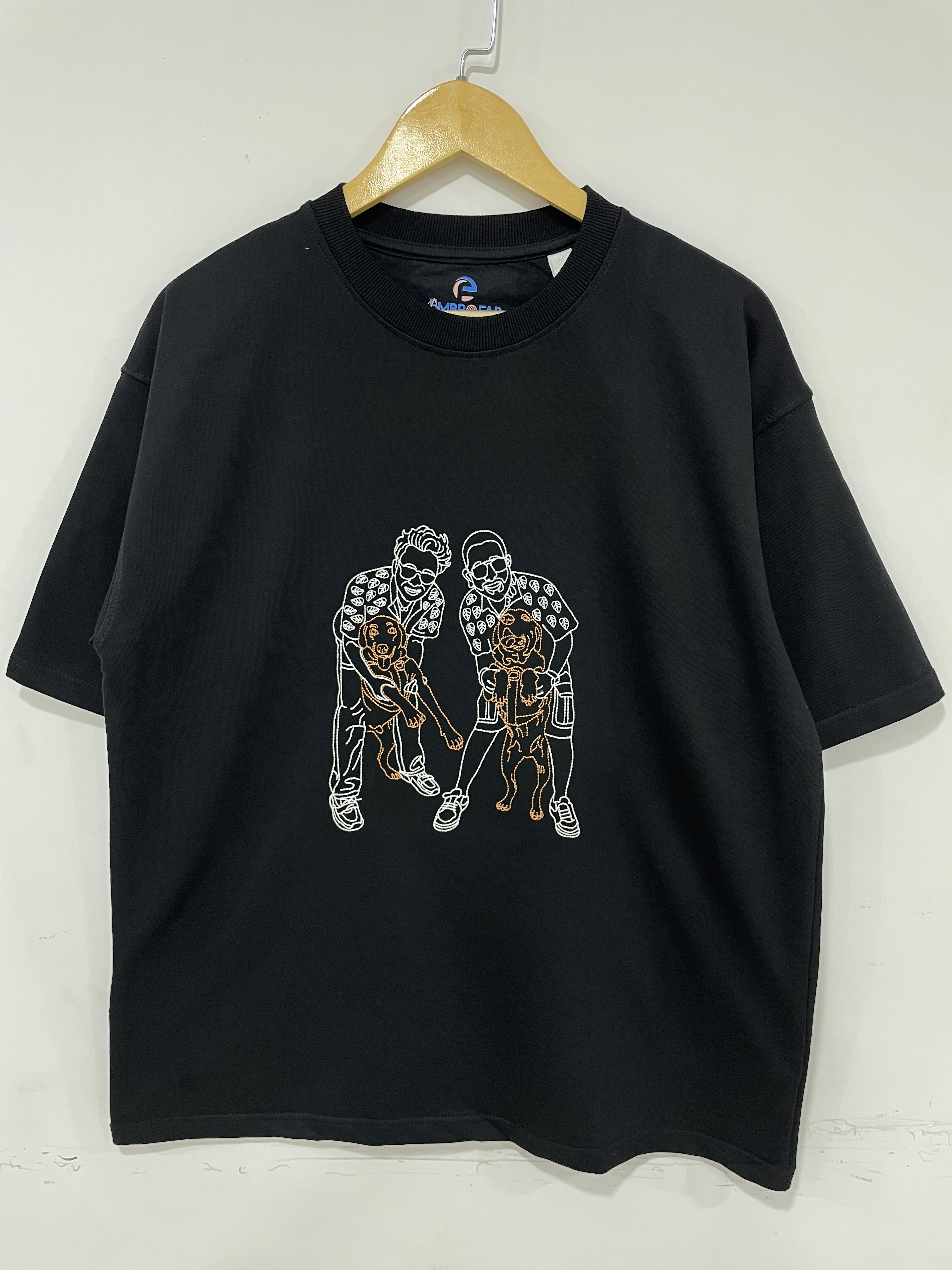 Customised Pet Outline Embroidery Oversized Tee