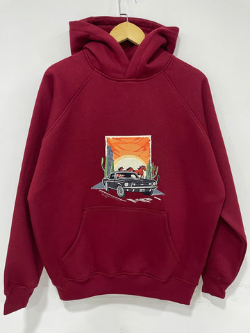 Maroon Mustang Oversized Unisex Hoodie