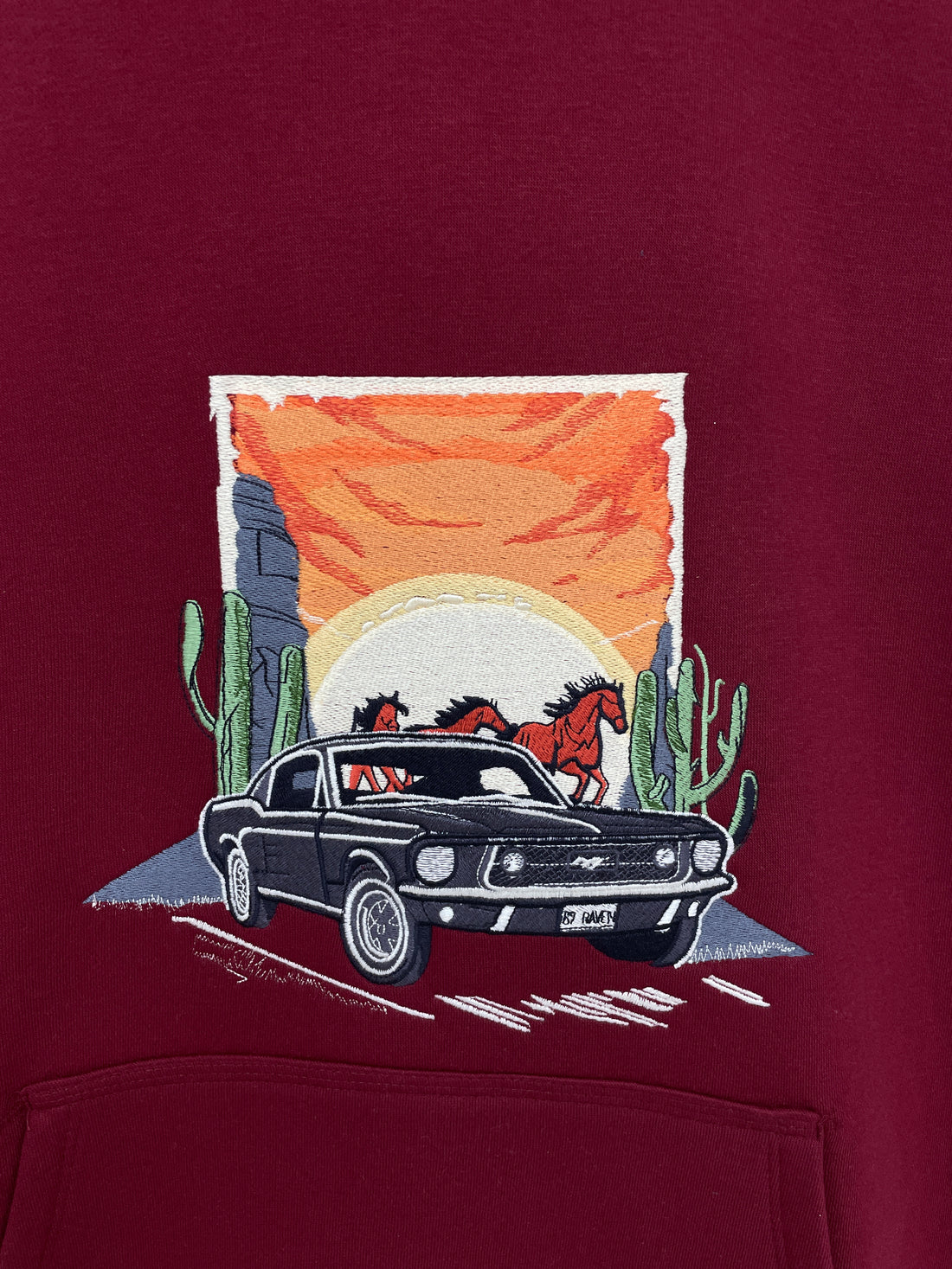 Maroon Mustang Oversized Unisex Hoodie