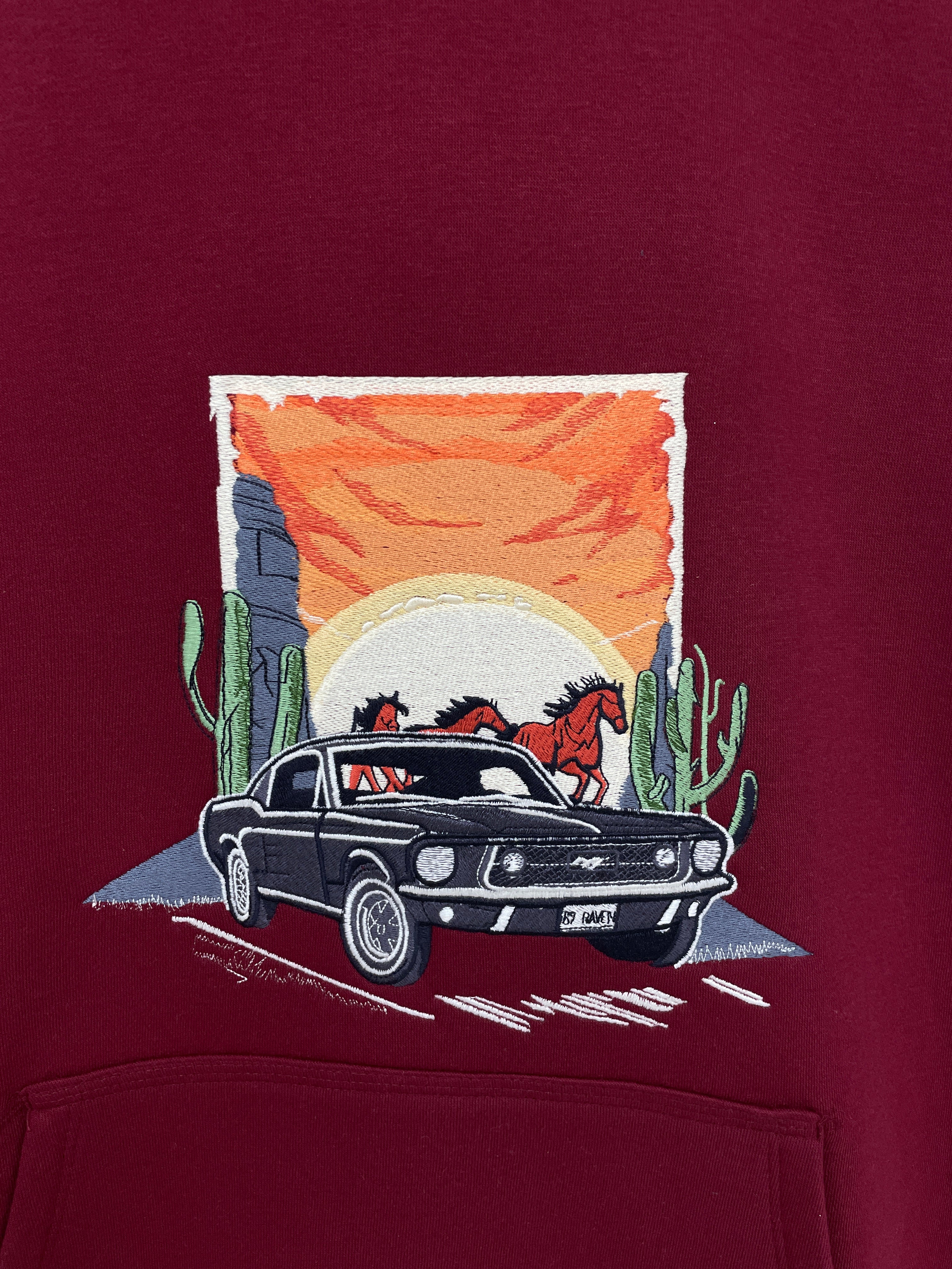 Maroon Mustang Oversized Unisex Hoodie