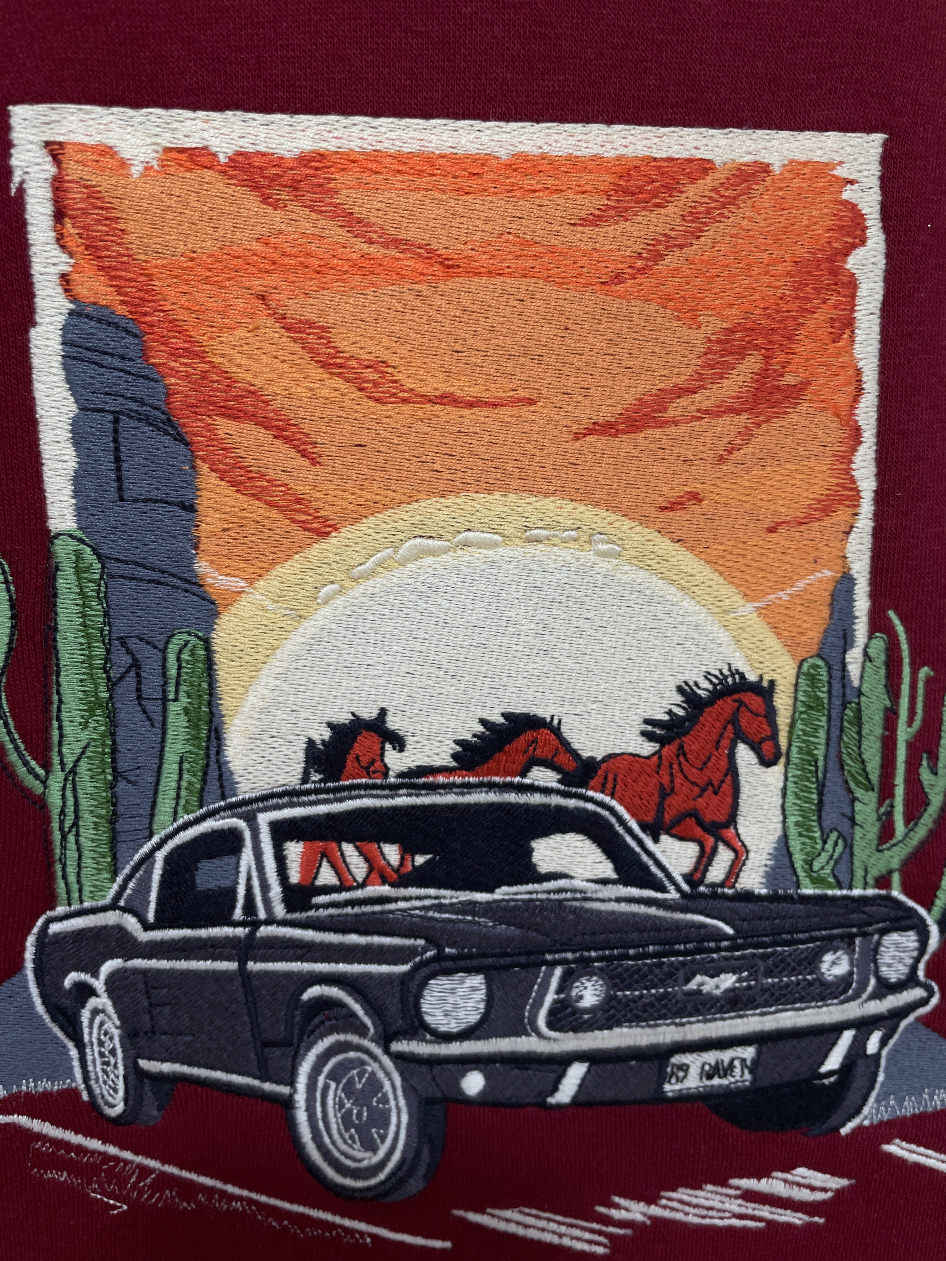 Maroon Mustang Oversized Unisex Hoodie