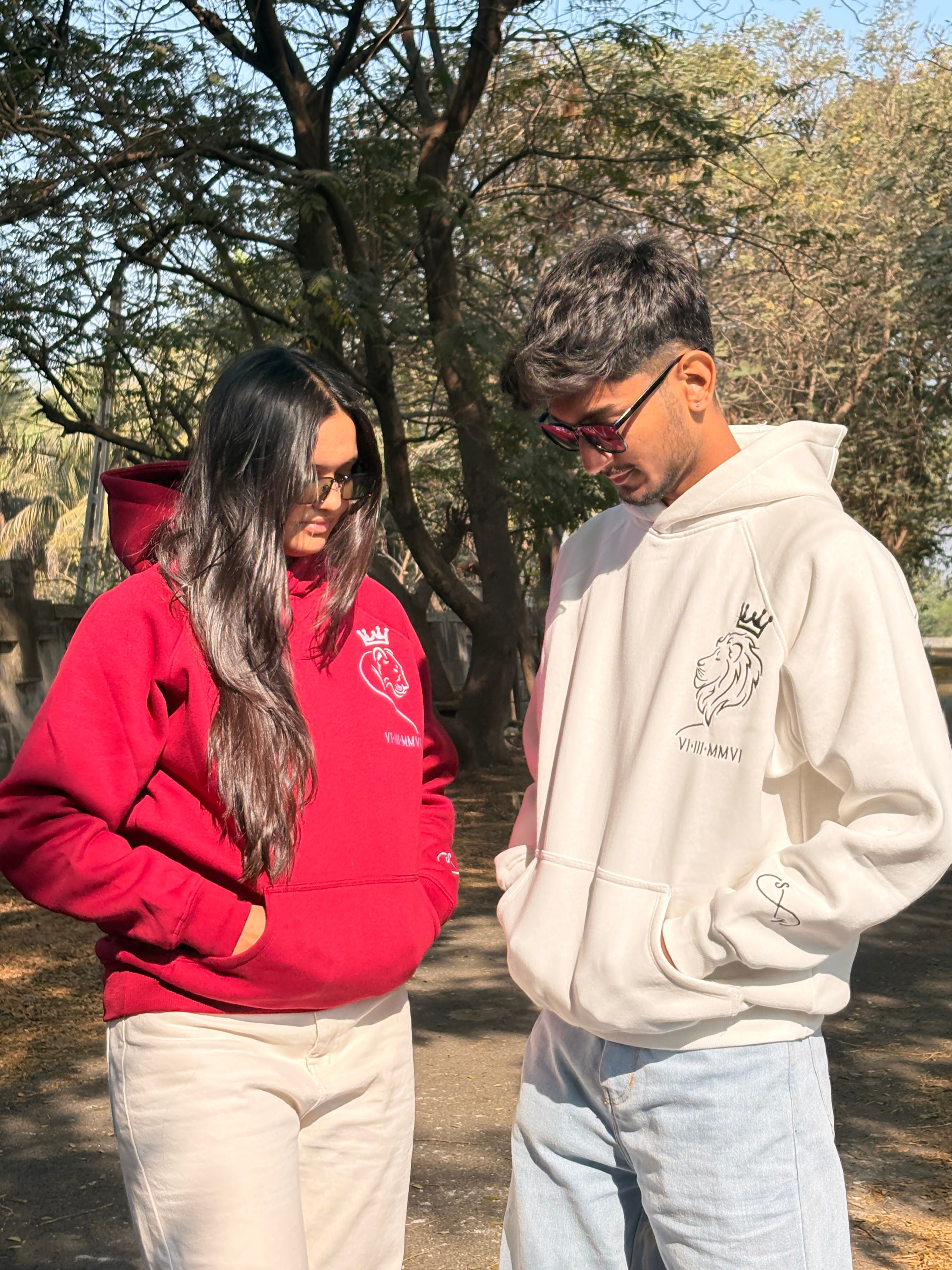 Lion and Liness Couple Embroidery Oversized Hoodie (Pack of 2)