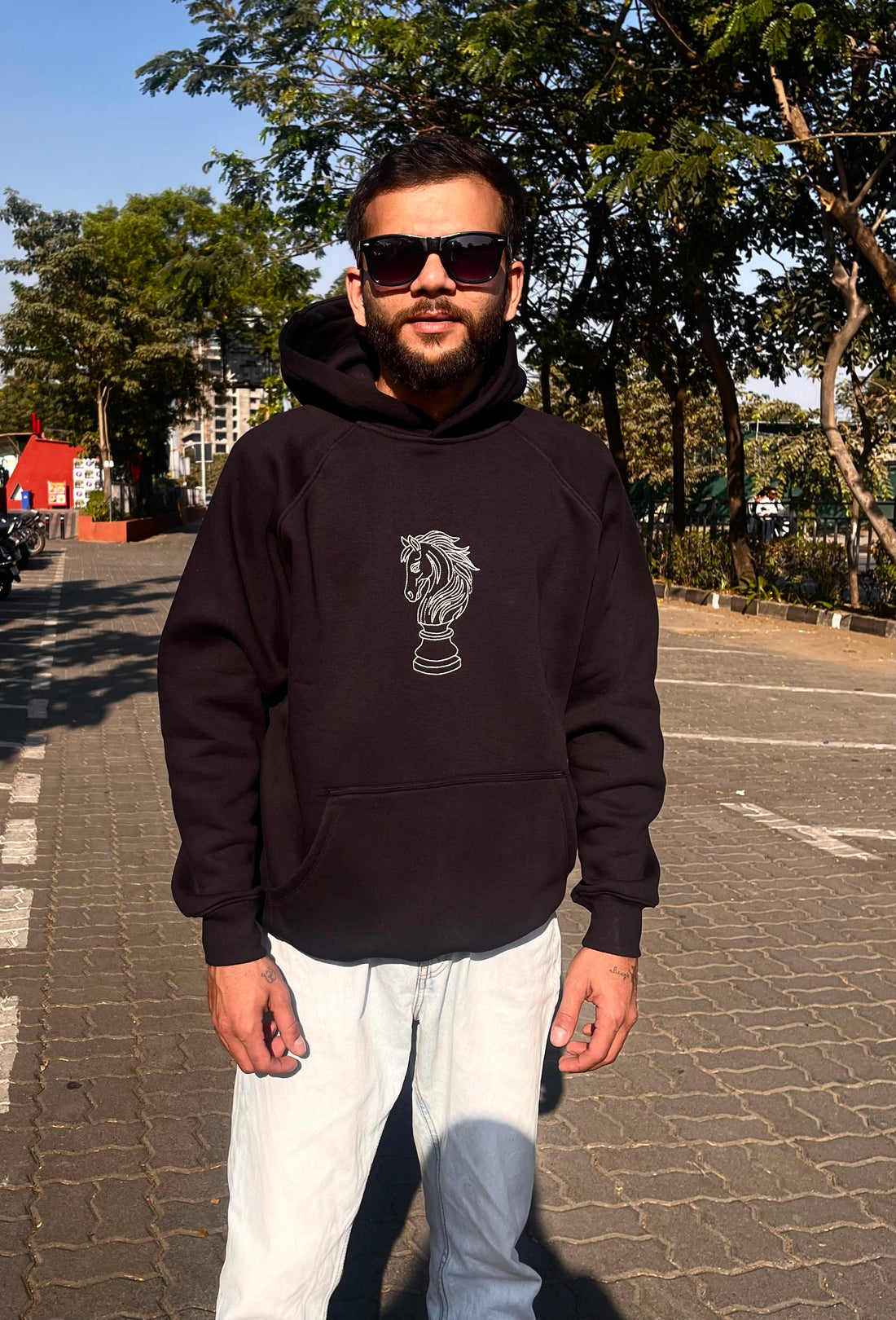 Black Horse Oversized Unisex Hoodie