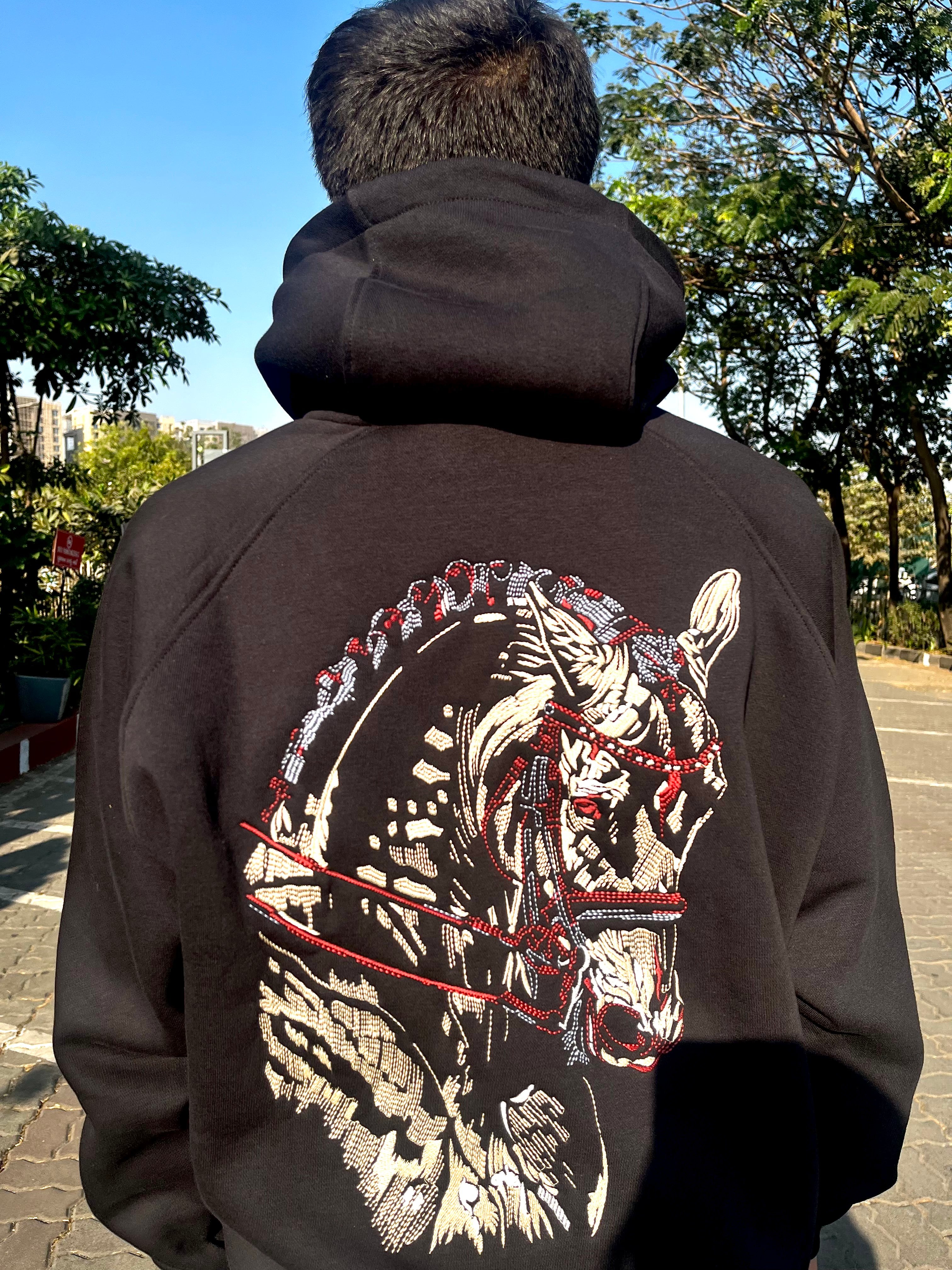 Black Horse Oversized Unisex Hoodie