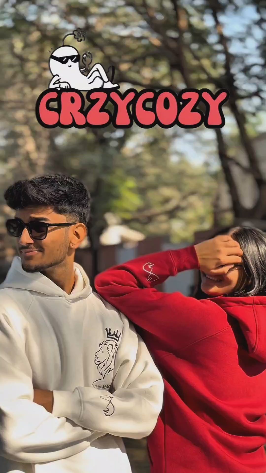 Lion and Liness Couple Embroidery Oversized Hoodie (Pack of 2)