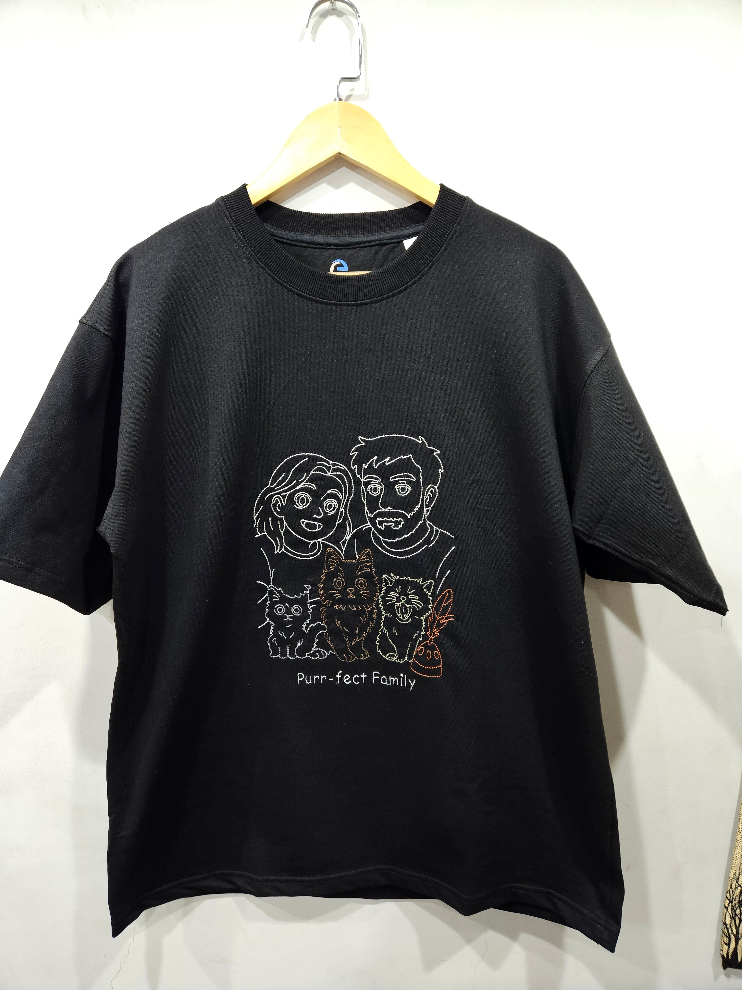 Customised Pet Outline Embroidery Oversized Tee